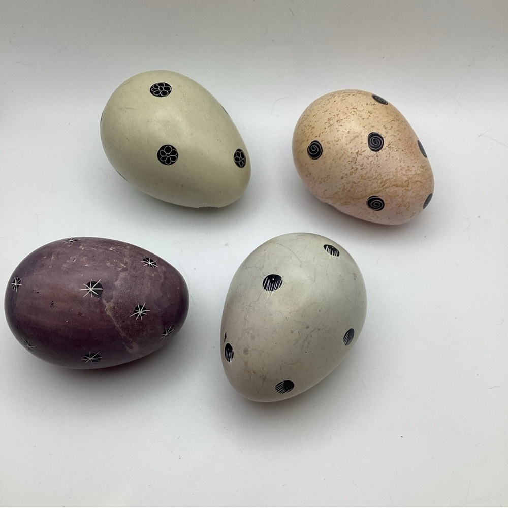 Lot of 4 Stone/Granite Eggs , Polished  Decorative 2-3 Inches Tall